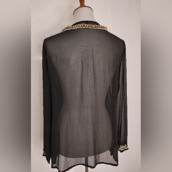 SILK CHIFFON BEADED TUNIC NWOT - Picture 3 of 9